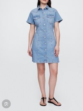Gap Short Sleeve Western Denim Shirt Dress Size M